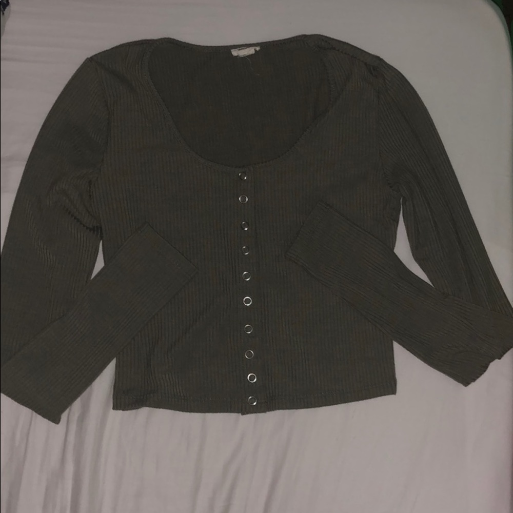 Olive green long sleeve top